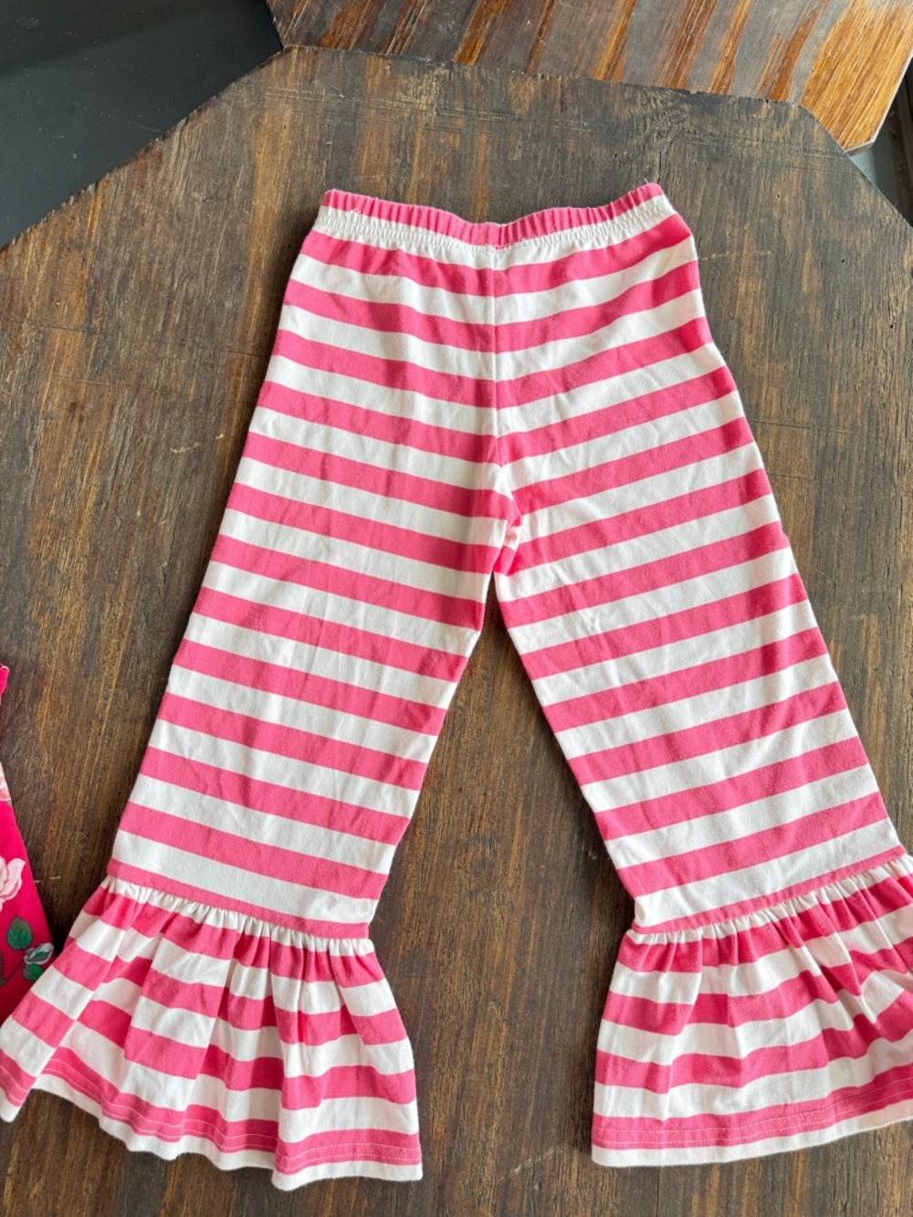 Matilda Jane Pink Floral & Pink-White Stripe Ruffle Leggings - Picture 5 of 6